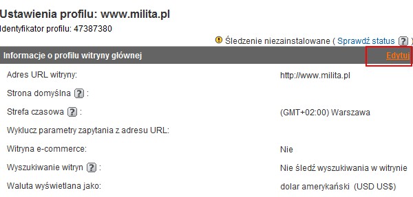 ustawienia profilu